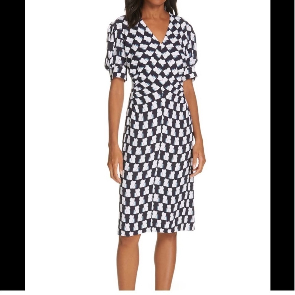 Lewit Navy Blue and White Dress